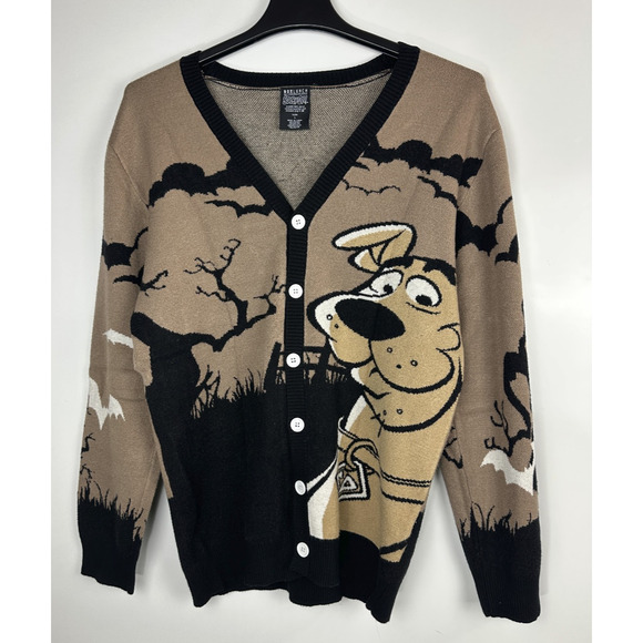 Scooby-Doo Haunted Mansion Classic Cardigan Brown Black Boxlunch Unisex Large - Picture 12 of 13